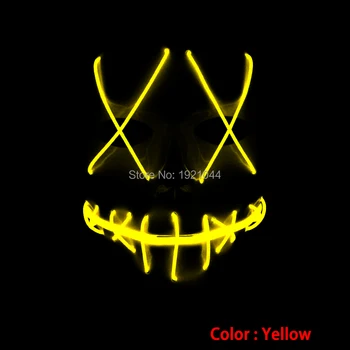 

Festival Mask EL Wire Glowing Mask with DC-3V Sound activated Drive Color Yellow Blinking Mask for Party Supplies