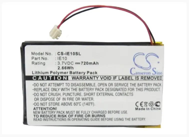 

Cameron Sino 720mAh battery for IRIVER E10 E10CT HDD Jukebox IRI-E10 MP3, MP4, PMP Battery