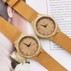 Повседневные креативные бамбуковые деревянные часы для мужчин и женщин Простые кварцевые часы пробковый ремешок relojes para mujer