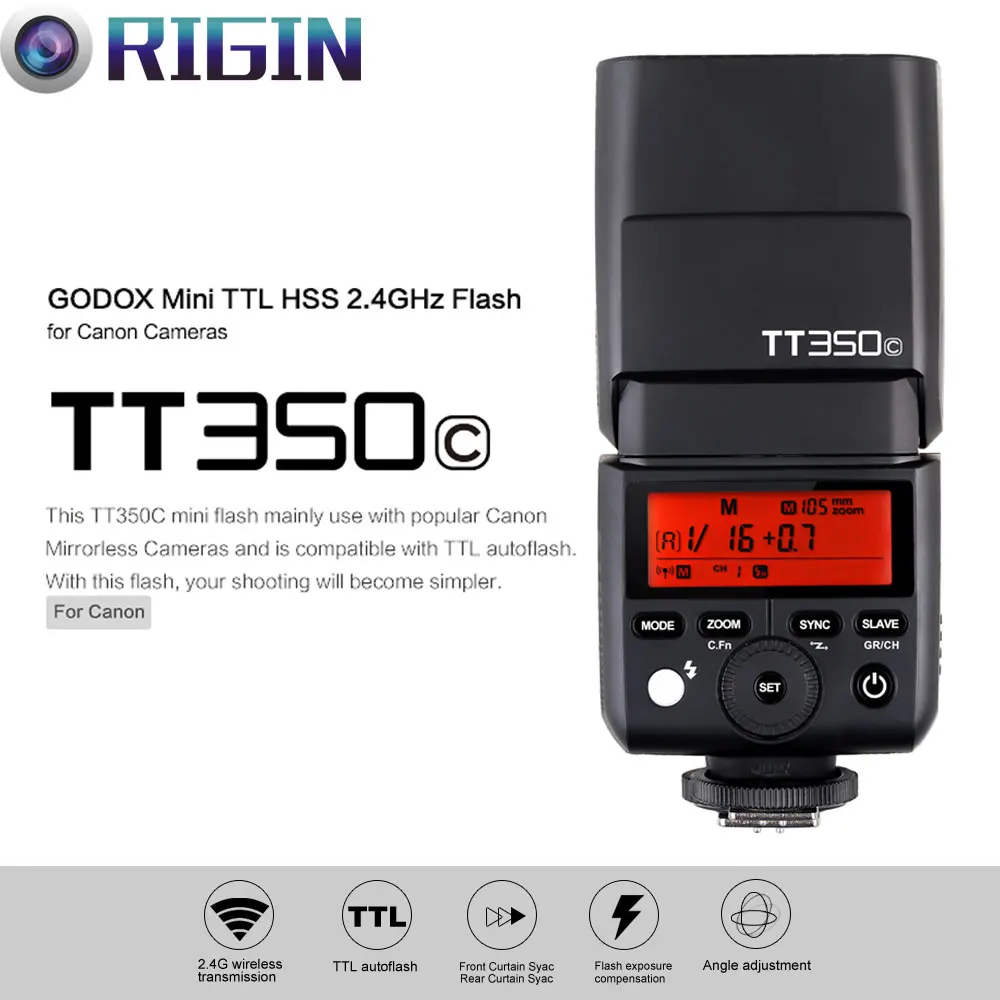 

Godox Mini Thinklite E-TTL TT350C Camera Flash High Speed 1/8000s GN36 For Canon Digital Camera