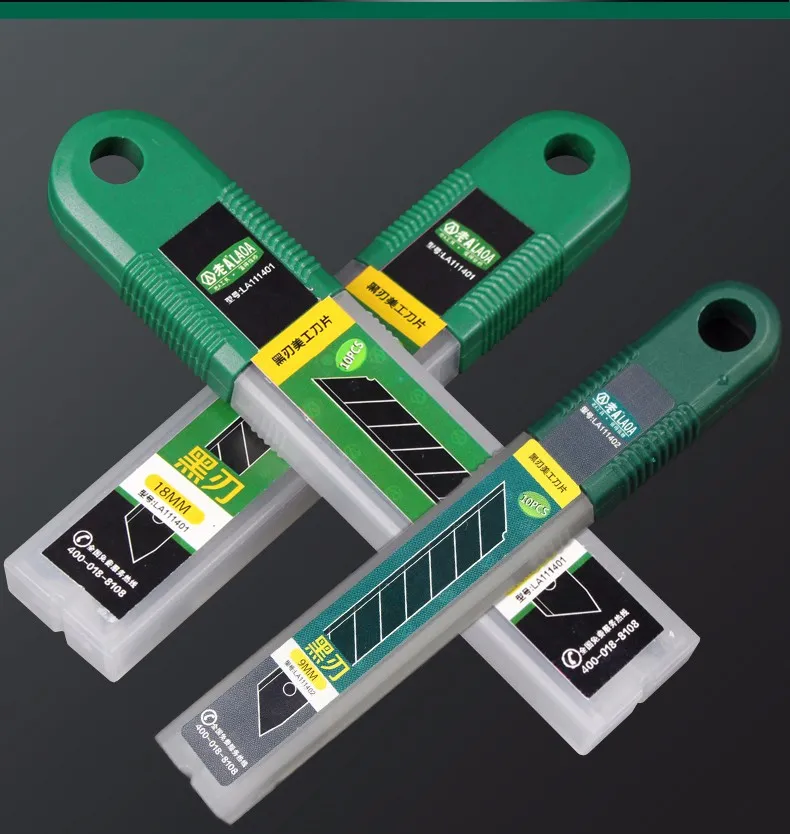LAOA 9 мм 18 мм лезвие(10 лезвие) Универсальный нож супер острый все черные SK2 легированная сталь лезвия офисные принадлежности