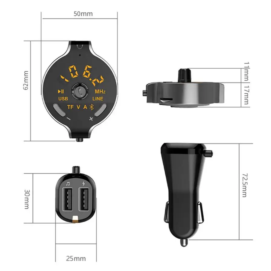 

Q8S FM Transmitter Bluetooth Car Kit Charger Hands-free Car MP3 Player Car Charger Auto Parts