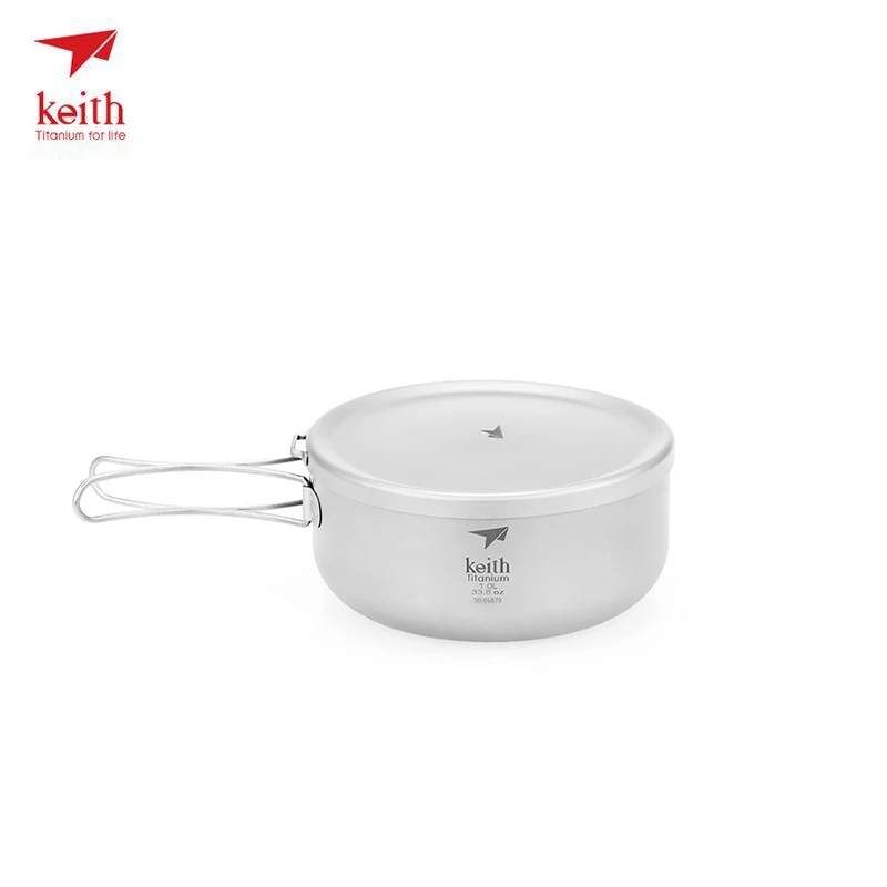 

1L Keith Titanium Bowl Big Capacity Folding Lunch Box Outdoor Camping Travel Hiking Cooking Dinner Box With Titanium Lid Ti5328