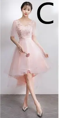Пикантные элегантные длинные назад короткий передний розовые платья Асимметричный вечернее платье Новое поступление Формальные платья для торжественных случаев для женщин H4277 - Цвет: C