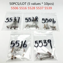 50 pçs/lote (5 valores * 10 pçs) ldr luz fotográfica sensível resistor, kit fotofótorista para 5506 5516 5528 5537 5539