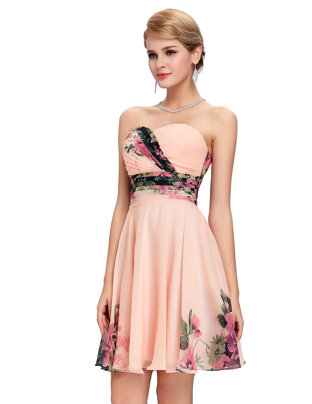 Flower Floral Print Short Cocktail Dress