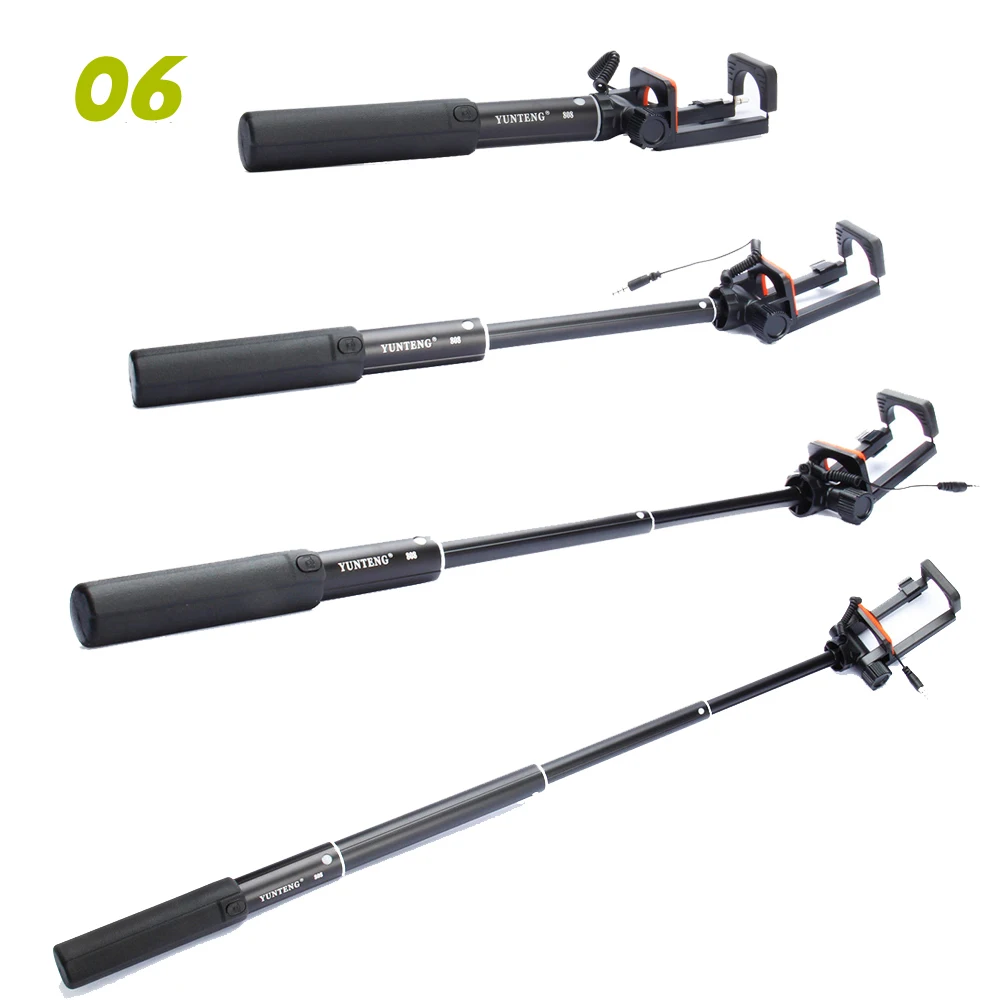 Yunteng 808 мини проводной кабель Выдвижная Selfie stick полюс монопод для IOS Android для iPhone 6 6S 5S Samsung HTC Huawei смартфон