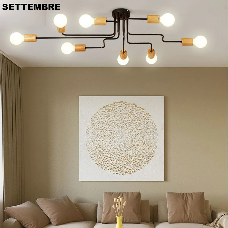 

Creative Living Room Ceiling Lamps Solid Wood BedroomArt Elbow Flush Mount Light Fixtures