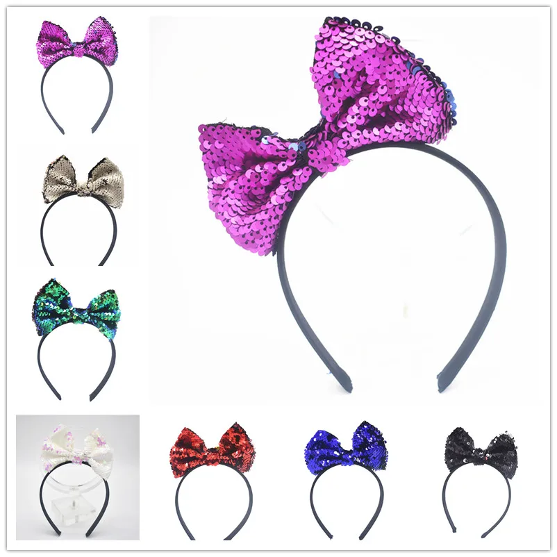 

New fashion Minnie Mouse Ears hairband with lamas bows hair to children girls nice BLING Bow Headband hair hoop hair accessories