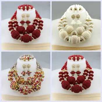 

High Quality Tribal Nigerian African Stones Beads Decor For Women Wedding Party Bridal Neck Decoration 3 Colours available CK88