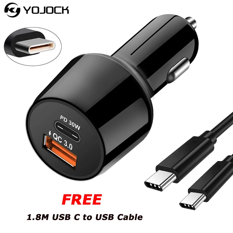 Автомобильное зарядное устройство YOJOCK 48 Вт USB C быстрая зарядка QC 3 0 + Бесплатный