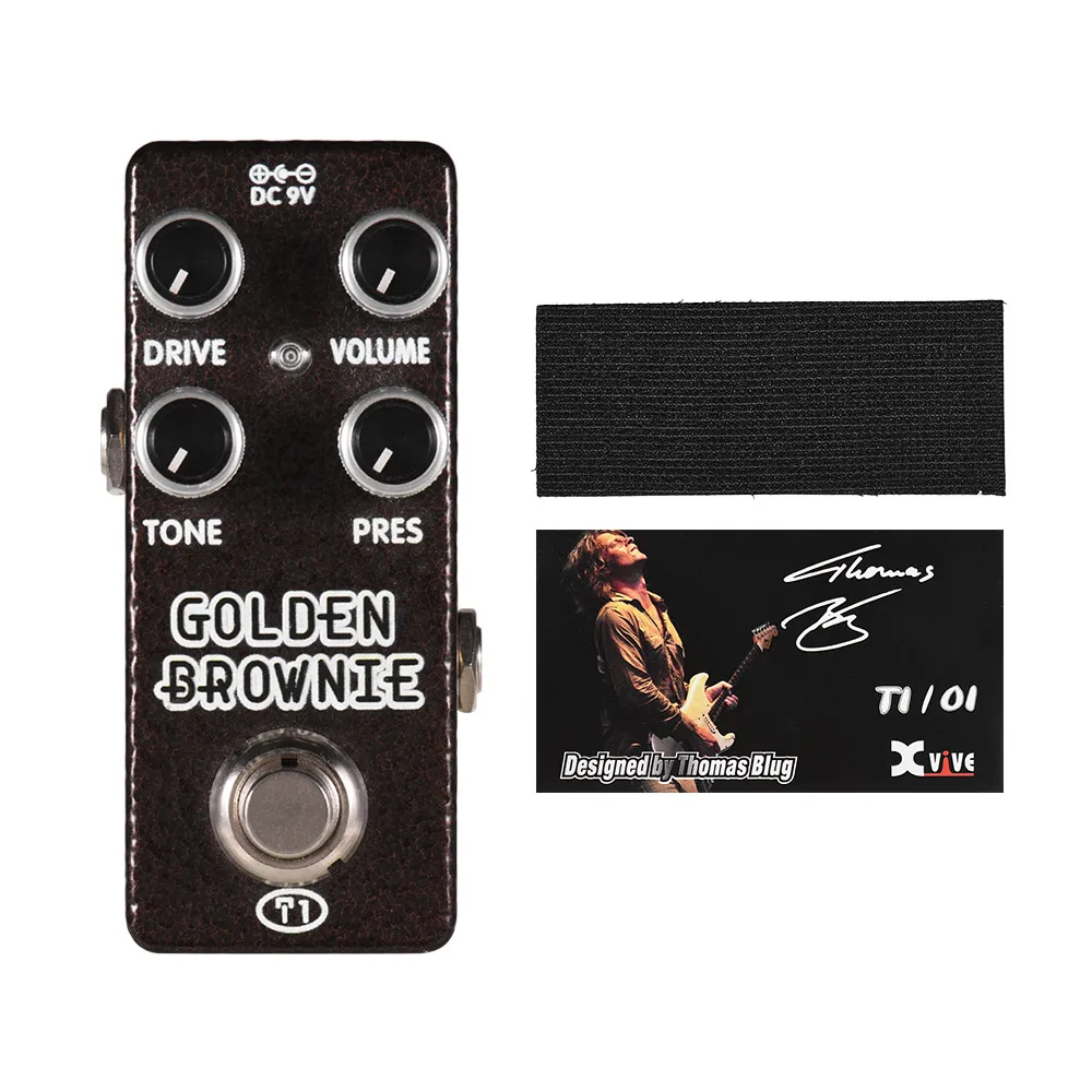 Педаль для гитарных эффектов XVIVE T1 GOLDEN BROWNIE Distortion полностью металлический корпус