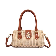 Новые дамские сумки ручной работы высокого качества ротанг плетение кожа из натуральной кожи подходящая Высококачественная плетеная Сумка из ротанга