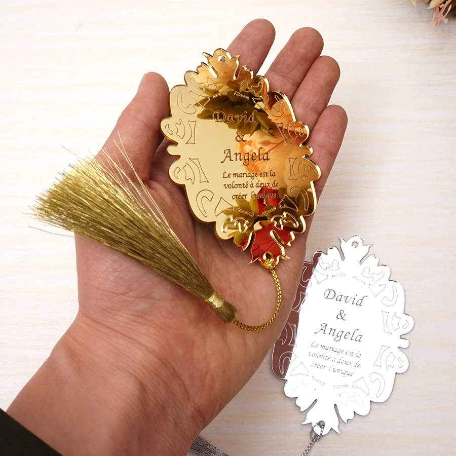  10pcs 10cm Personalized Invitation Cards Custom Wedding Guest Gifts Acrylic Mirror Oval Design Part - 32963833565