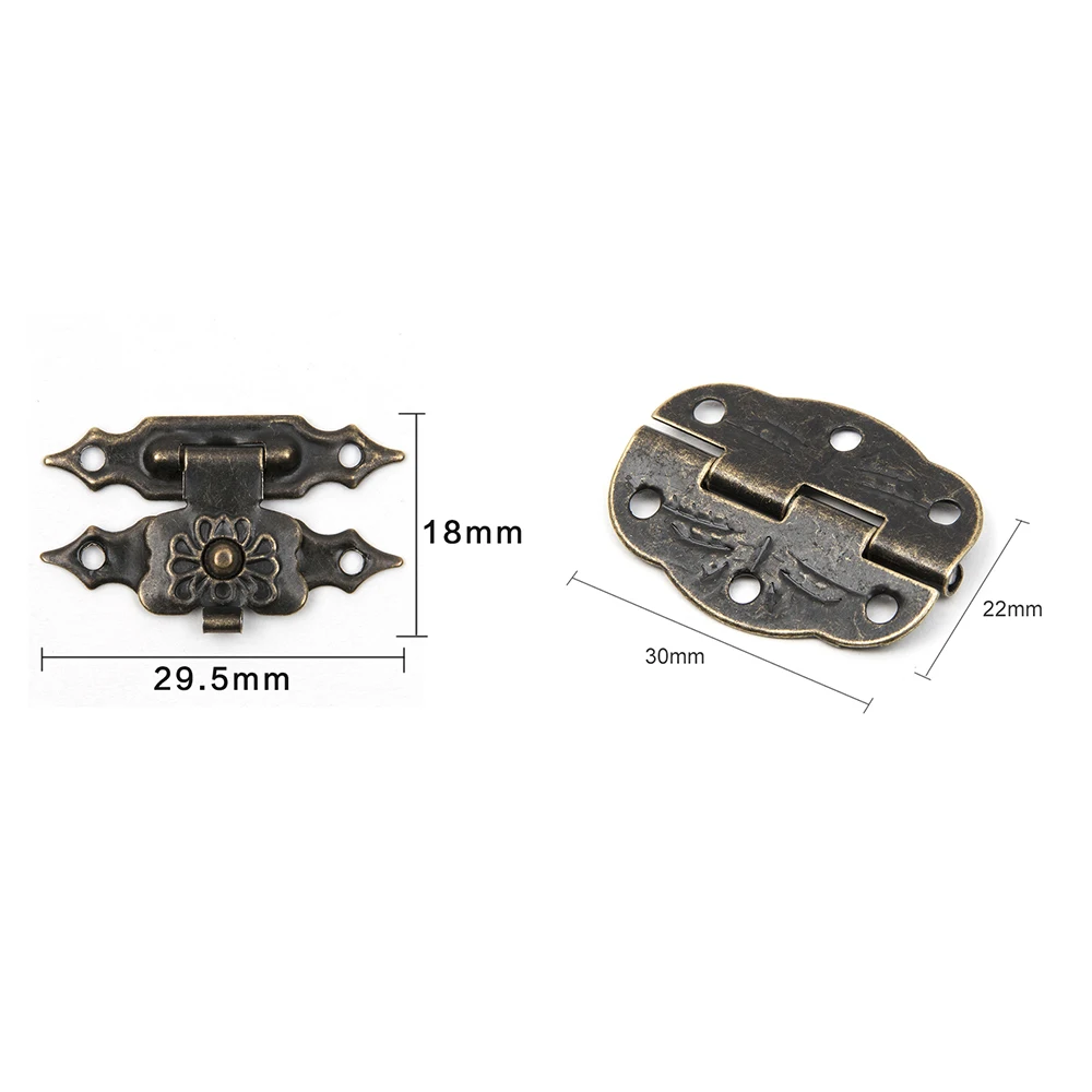 15 шт./компл. Античная ящиком деревянная коробка двери шкафа и накладным замком крюк с защелкой петли бабочки для украшения фурнитура мебель декоративный светильник
