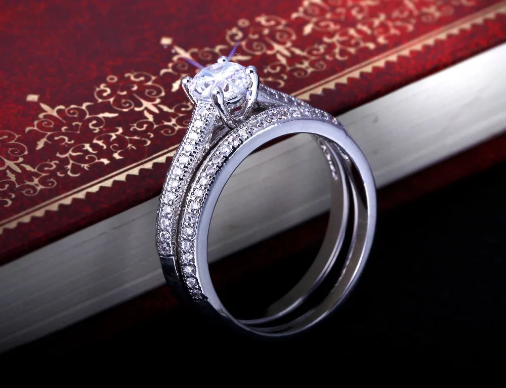 Свадебные кольца 2 шт. набор золотых и белых цветов Лучшие подарки 3A Кристалл классические обручальные ювелирные изделия женские кольца для свадьбы