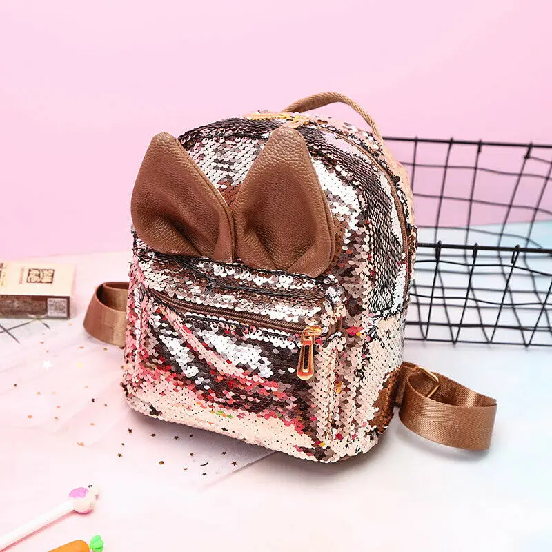 

Lovely Kids Backpack Small Sequins Backpack Rabbit Ears Girls School Mini Bag Travel Rucksack Shoulder Bags