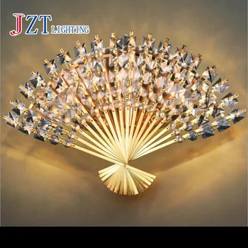 

Modern k9 crystal wall lamp Hotel wall fitting bedroom bracket light corridor led light Fan lamp Study room corridor lights
