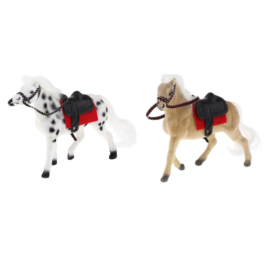 

2 Pieces Mini Horse Figure Farm Animal Acces For 1/12 Dollhouse Micro Garden