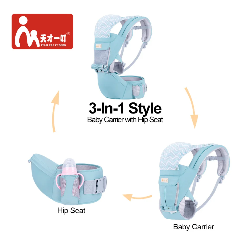  Multifunction Outdoor Kangaroo Baby Carrier with Hood Sling Backpack Infant Hipseat Adjustable Wrap