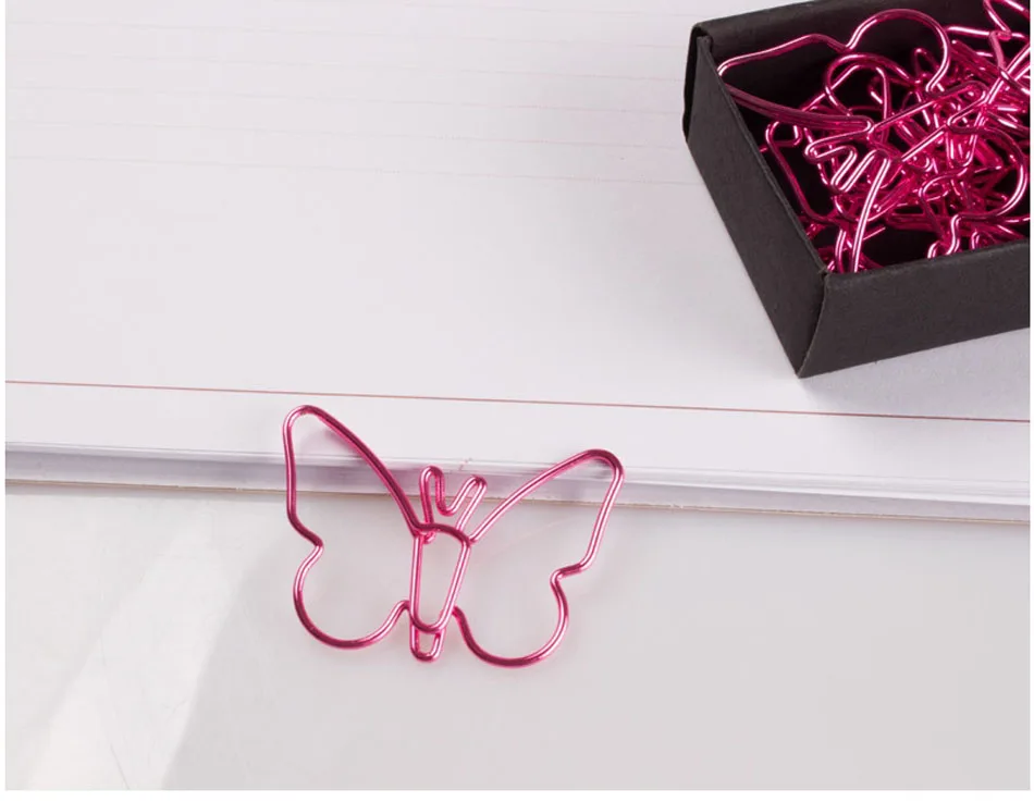 18 шт. розовый в форме бабочки зажим для бумаги милые металлические зажимы для бумаги Kawaii канцелярские принадлежности