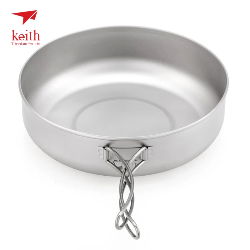 Keith 3 unidades de titanio Pot Camping al aire libre de utensilios de cocina vapor olla de comida vapor cajón Fry Pan para el fuego de inducción cocina