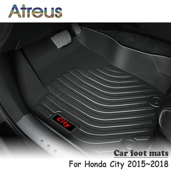 

Atreus NEW 1Set TPE Car Floor Foot Mat For Honda City 2015 2016 2017 2018 Styling Boot Liner Car accessories Waterproof Carpet
