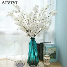 High-end romantic artificial cherry blossoms fake silk flower home wedding DIY decorative flower wall flower arrangement