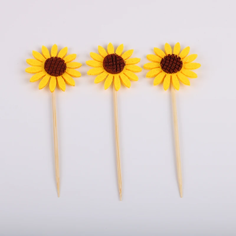 

6pcs/lot Sunflower Cake Cupcake Toppers Picks Kid's Birthday Party Decorations Party Supplies Favors Children Gifts