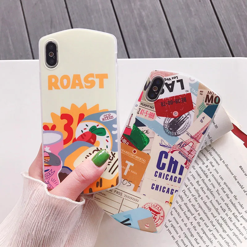 amusing stamp food rhombus phone Cases For iphone XS Max X XR soft IMD airplane Case for 6 7 8 plus back cover |