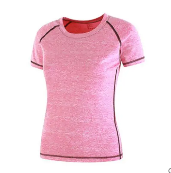 Женская спортивная одежда, футболка для бега, йоги, фитнеса, спортзала, тройники, Топ - Цвет: Розовый