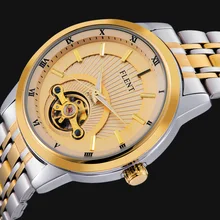 Men Top Luxury Brand Automatic Self wind Wristwatch Mechanical Simple Gold Full Steel Strap Sport Busniess