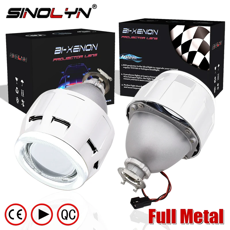 Sinolyn Биксеноновые линзы Angel Eyes 2 5 дюйма H1 HID комплект линз для Фар Halo Devil H7 H4