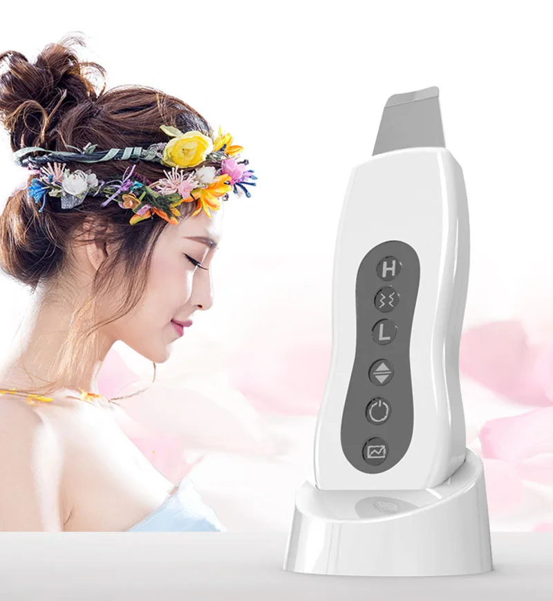 Purificador da Pele Máquina de Peeling Ultrasonic Facial Acne Cravo Remoção Vibração Massageador Esfoliante pá Limpa Hot 4 Utensílios de cuidado facial