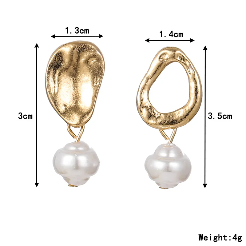 Новинка, серьги с неровной геометрией, тусклые золотые серьги, корейские жемчужные серьги Gongtingbaluoke