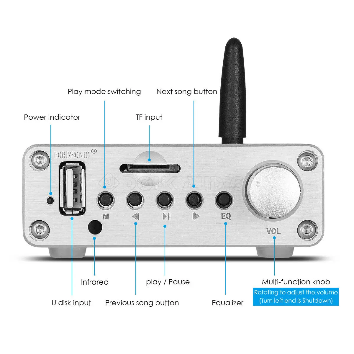 Nobsound мини HiFi TPA3116 Цифровой Bluetooth 5,0 усилитель мощности u-диск/TF/AUX/FM с музыкальным плеером APP