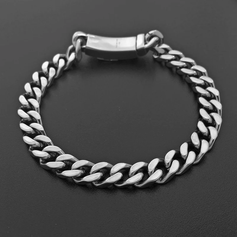 

7mm Width Female Link Bracelets Biker Punk Men Chain Hand Charms Stainless Steel Fashion Accessory Party Punk Rock Jewelry 037