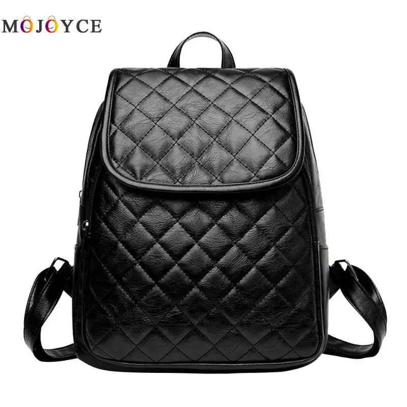 

Classic Women Backpack Zipper Diamond Lattice Leather Teenage Girls Travel Backpack Female Mochila Feminina