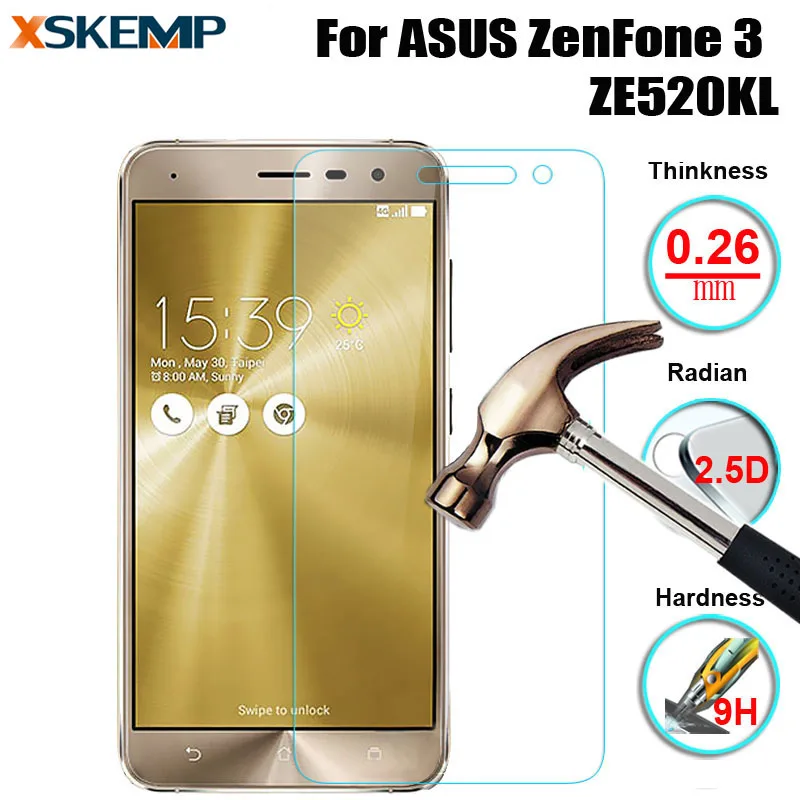 

For ASUS ZenFone 3 ZE520KL Premium Tempered Glass Screen Protector Explosion proof Film Hardness No Fingerprint Protective Guard