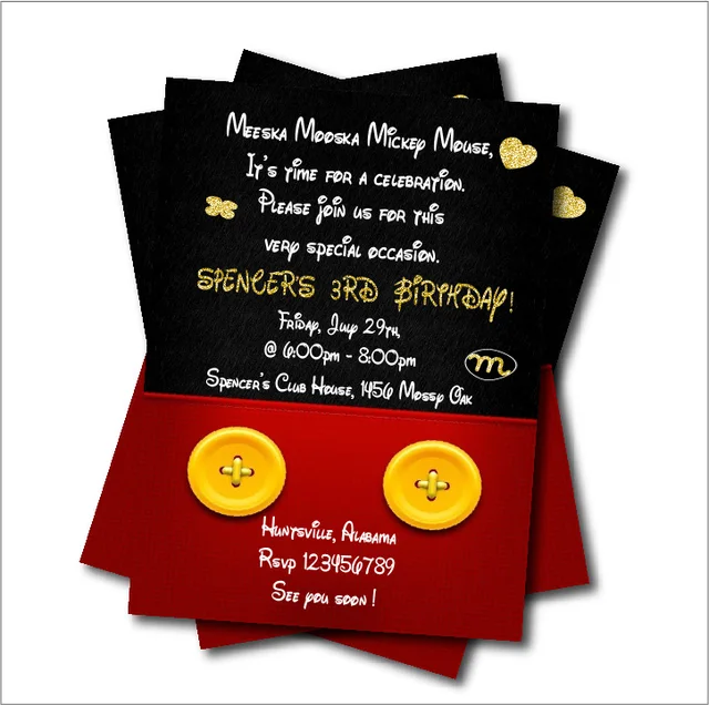 20 Sztukpartia Mickey Mouse Birthday Party Zaproszenie Baby Shower