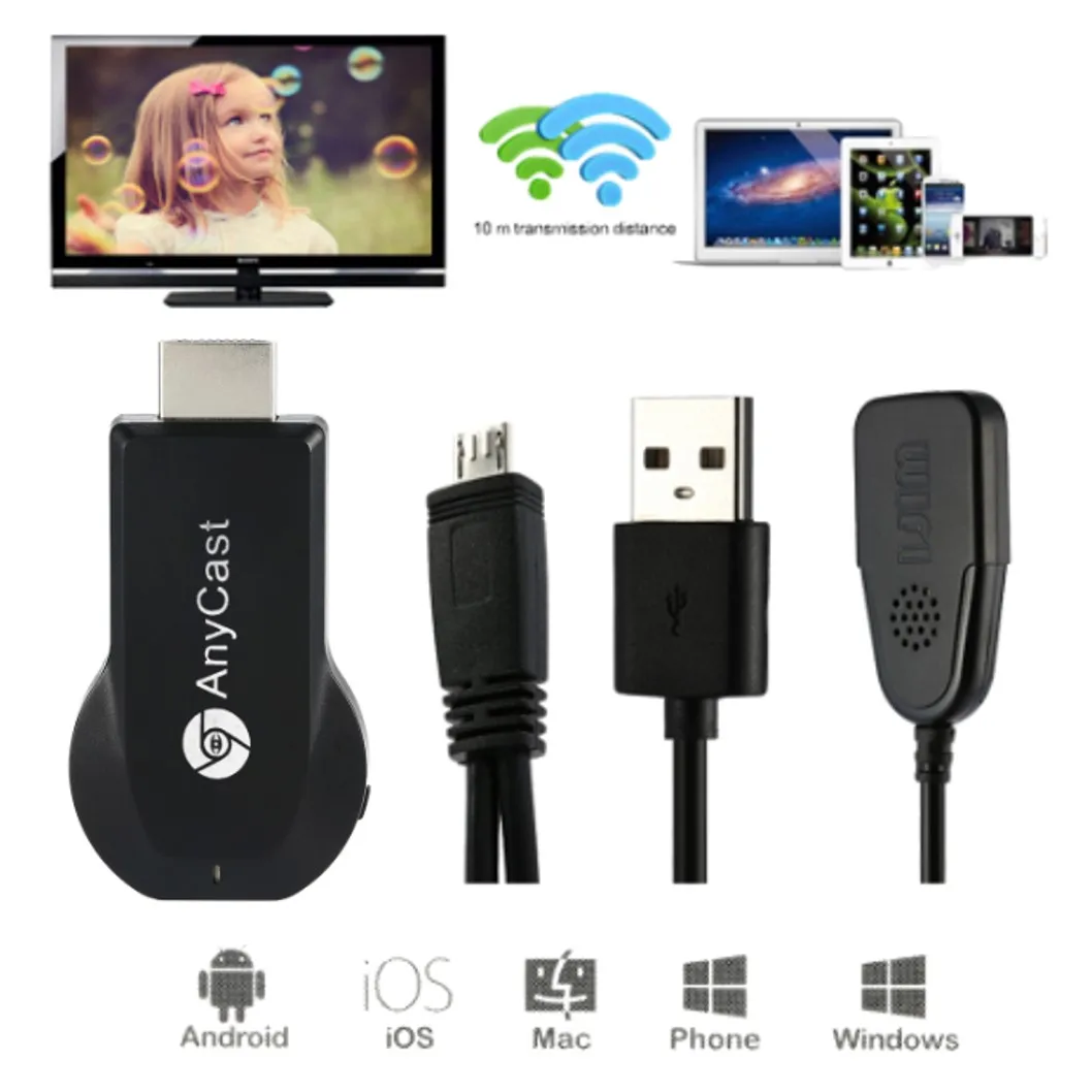 Slimy Anycast M2 Plus 1080P tv Stick беспроводной WiFi Дисплей ТВ ключ DLNA Airplay Miracast хромированный литой для IOS Android телефонов