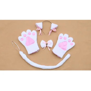 Anime Cosplay Cat Neko Hairbands With Ears, Paws And Tail 2