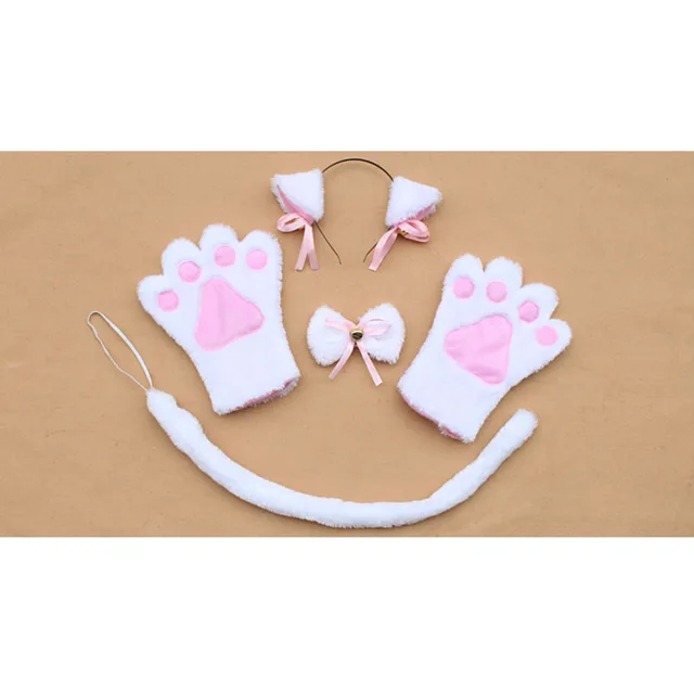 Anime Cosplay Cat Neko Hairbands With Ears, Paws And Tail 2