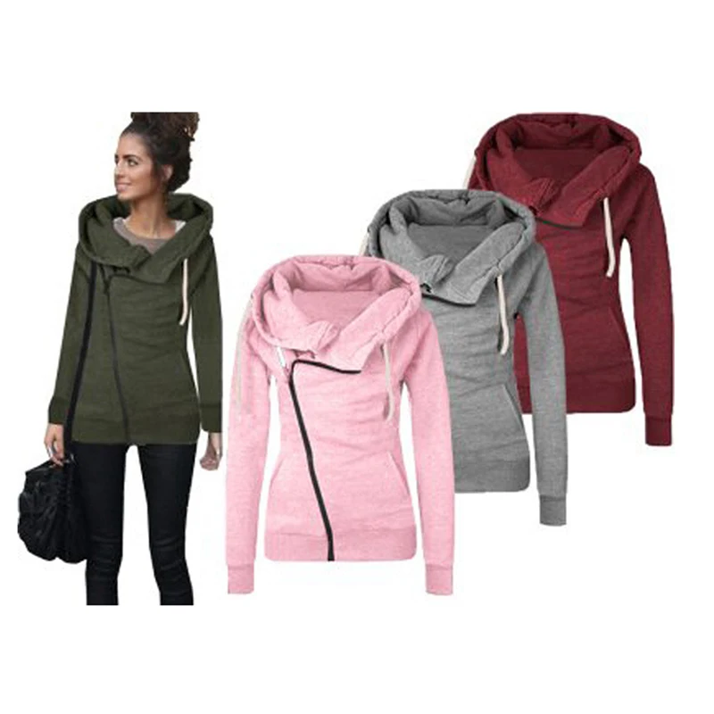 Women Hoodies Autumn Winter Hooded Sweatshirts High Collar