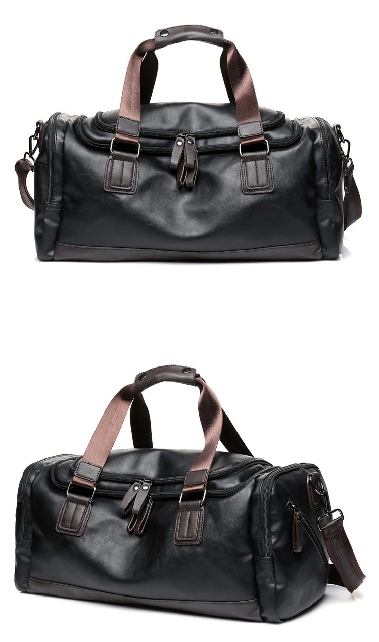Роскошная брендовая дорожная сумка, кожаная повседневная мужская сумка, большая сумка-тоут, Вместительная дорожная сумка для багажа на выходные, Мужская черная сумка на плечо
