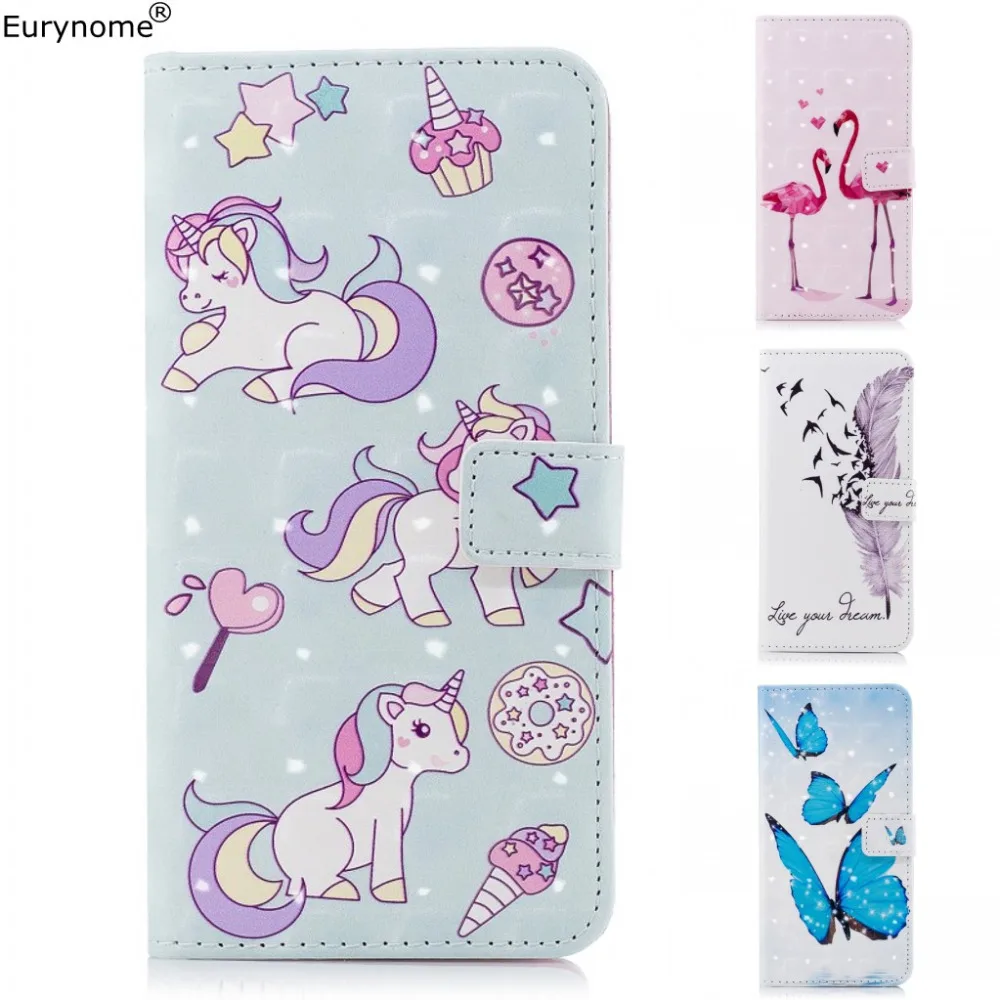 

Flower Case For Samsung Galaxy A8 2018 Cartoon Unicorn Wallet Card Pu Leather Stand Case Cover for Samsung A8 2018 Case