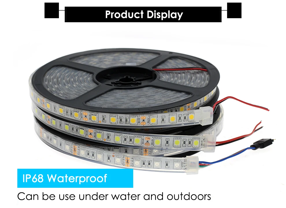 IP67/IP68 Водонепроницаемый Светодиодные ленты 5050 DC12V 60 светодиодный/M Высокое качество Кремний на открытом воздухе/под водой Светодиодные