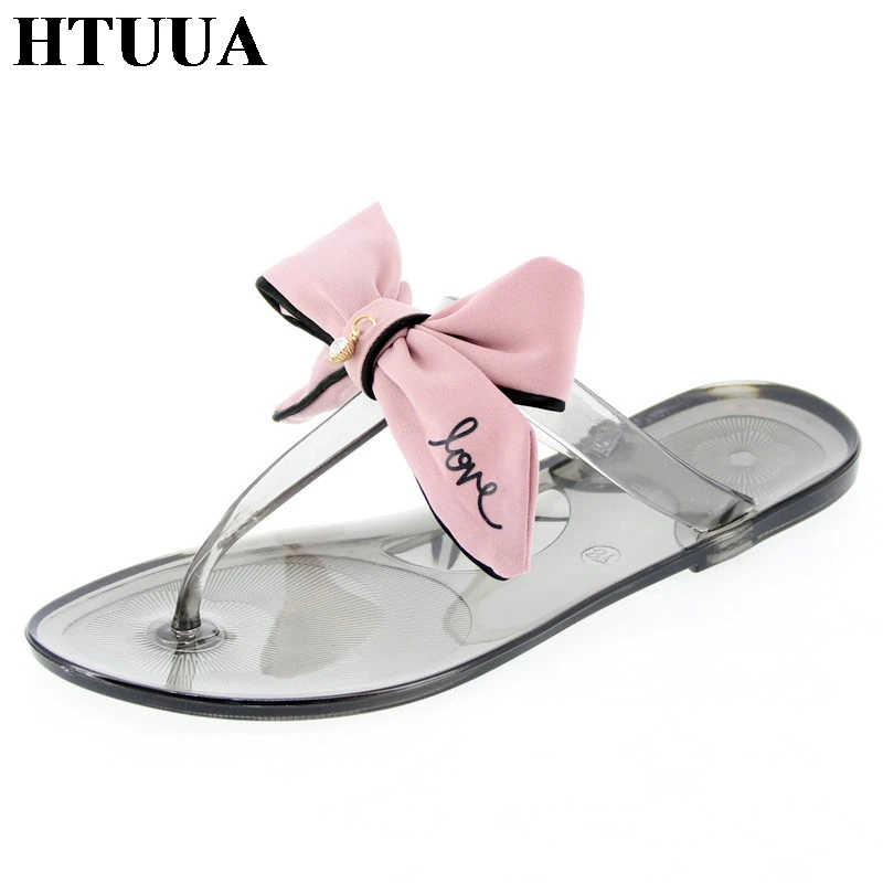 women's jelly sandals with bow