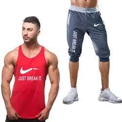 2019 новый спортивный костюм для мужчин бренд фитнес одежда летняя рубашка короткие для мужчин жилет высокое качество модные шорты для
