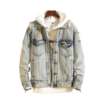 

2019 Mens Denim Jacket Men Cotton Vintage Bomber Jacket Men Cowboy Mens Punk Street Hip Hop Jean Jacket Chaqueta Hombre M-5XL